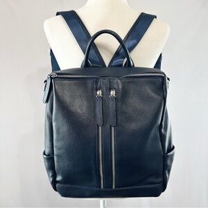 BOYATU Pebbled Leather Navy Blue Convertible Backpack Purse Travel Diaper Bag
